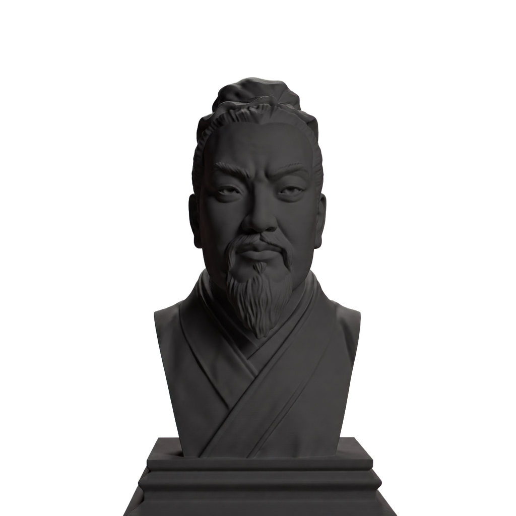 Sun Tzu bust, charcoal black view