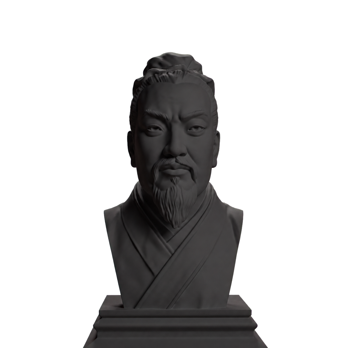 Sun Tzu bust, charcoal black view