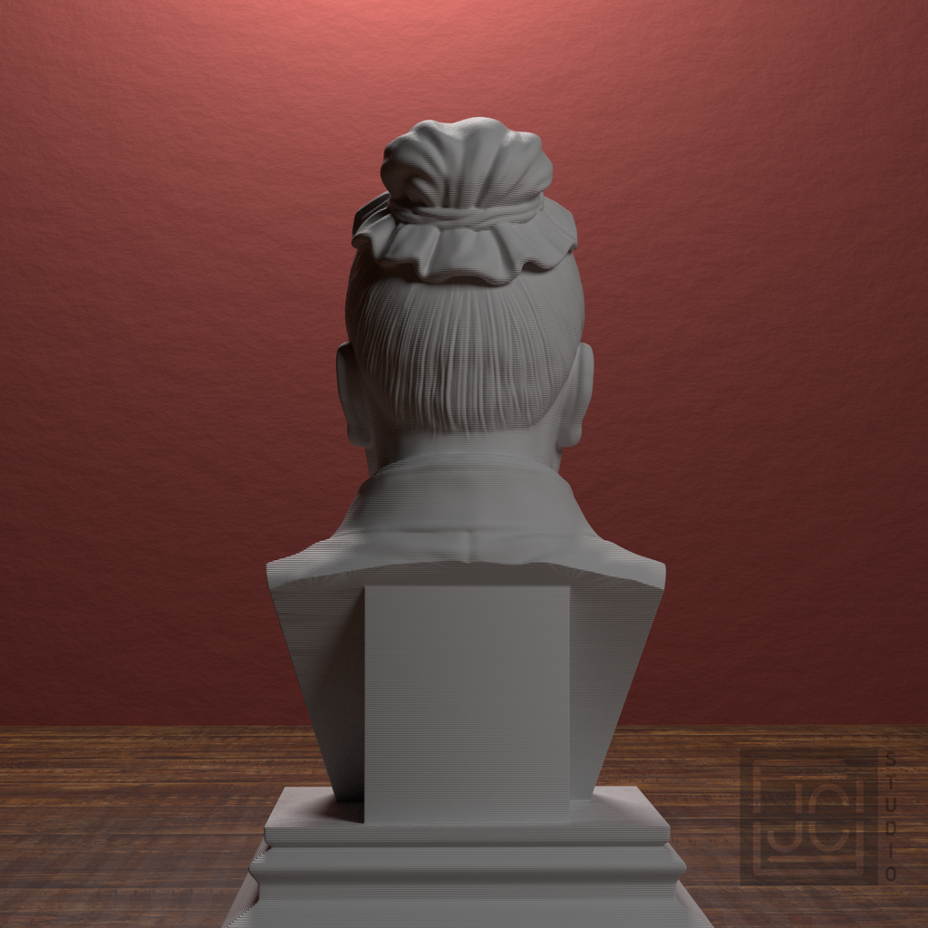 Sun Tzu bust, library back view