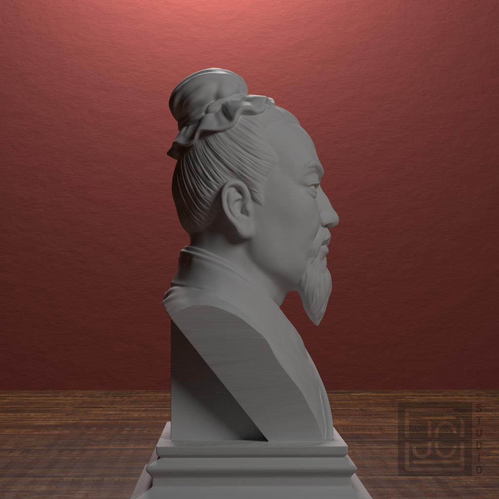 Sun Tzu bust, library right view