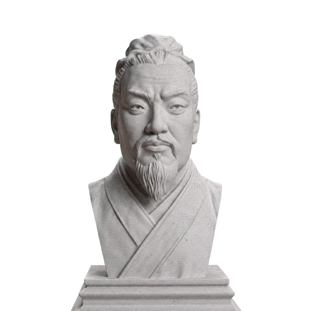 Sun Tzu bust, marble stone view