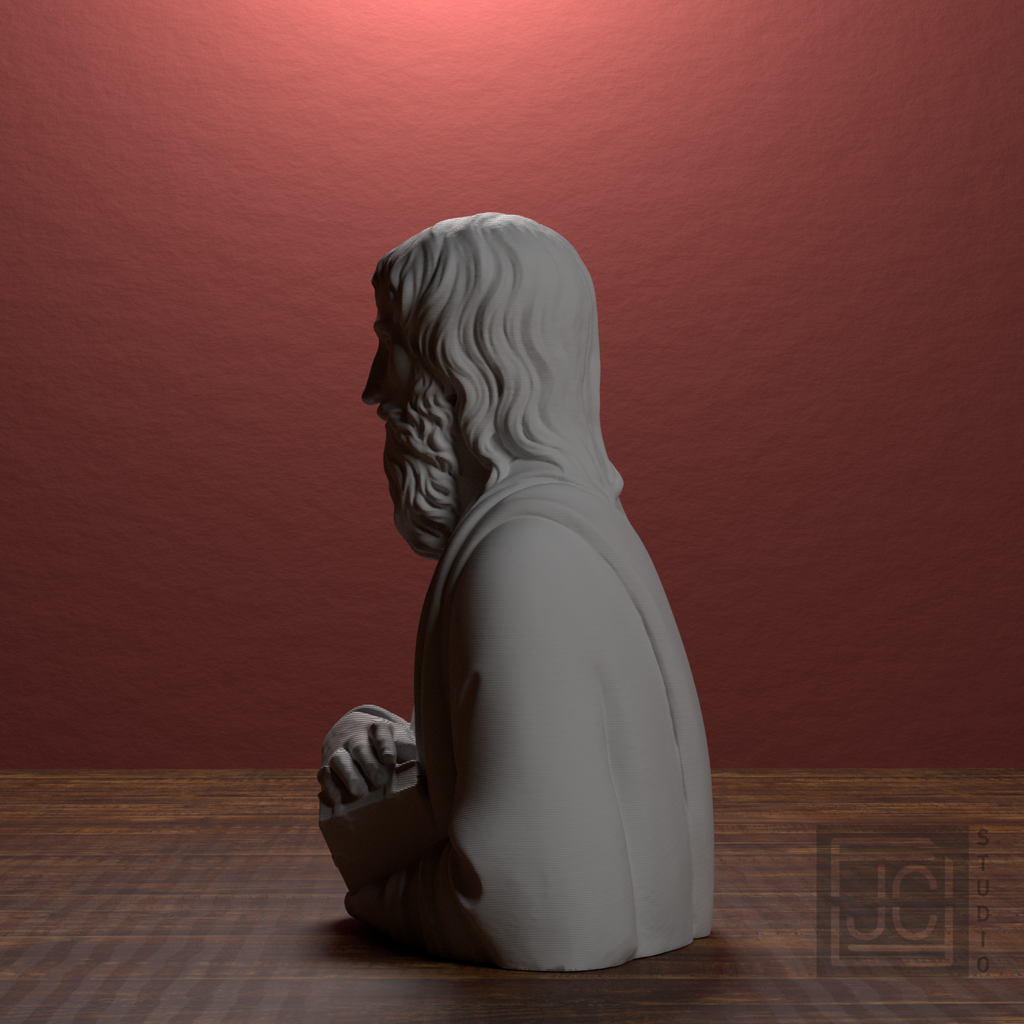Unidentified saint with book bust, left side