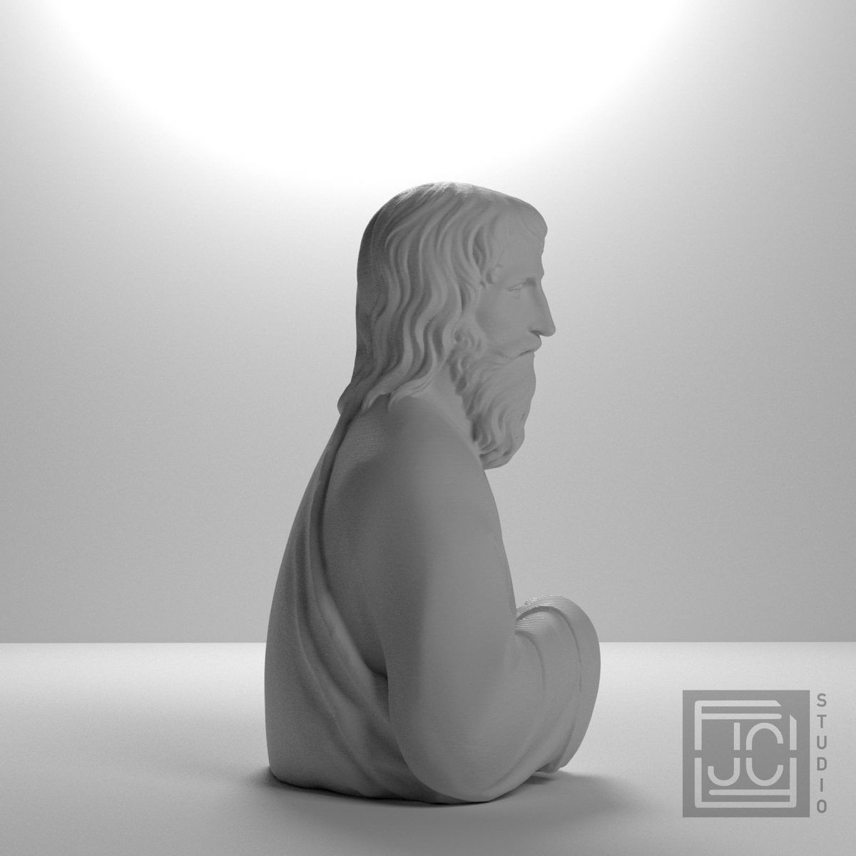 Unidentified saint with book bust, right studio view