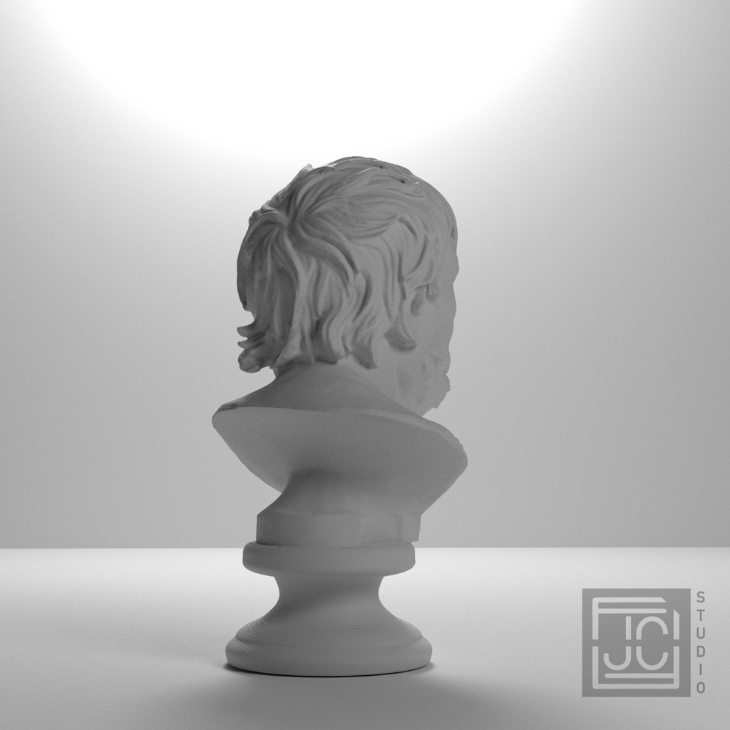 Pseudo-Seneca portrait bust, studio rear three quarter view