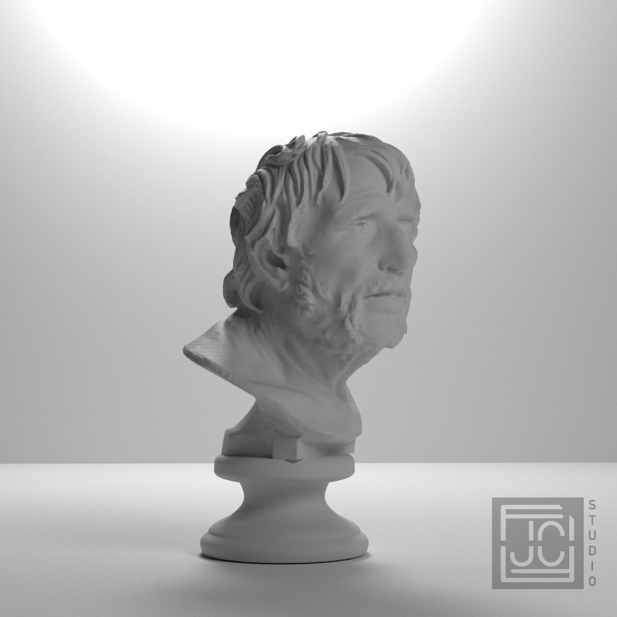 Pseudo-Seneca portrait bust, studio 45 degree view