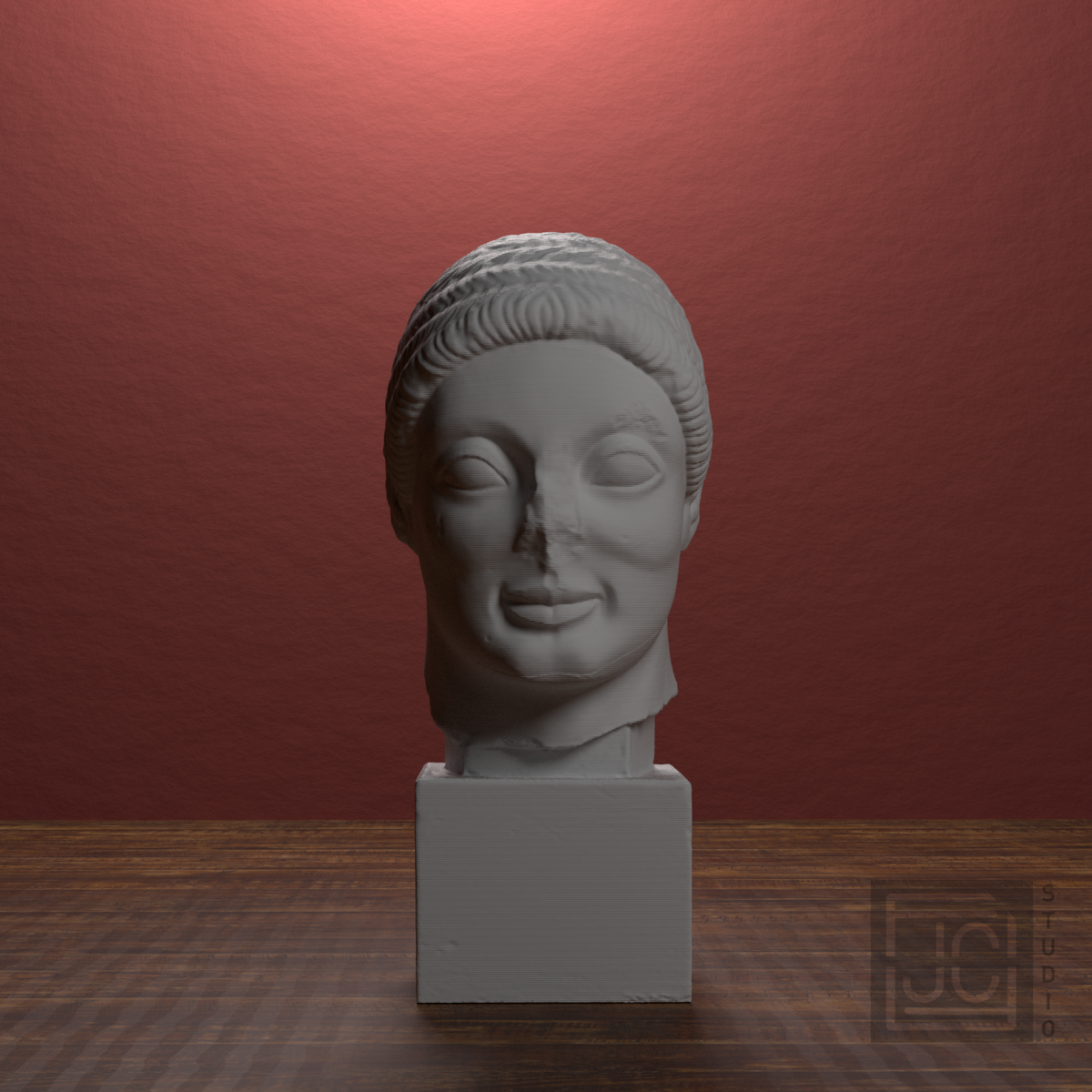 Rayet Head portrait bust, front view