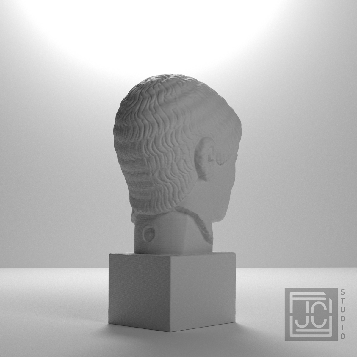 Rayet Head bust, studio rear three quarter view