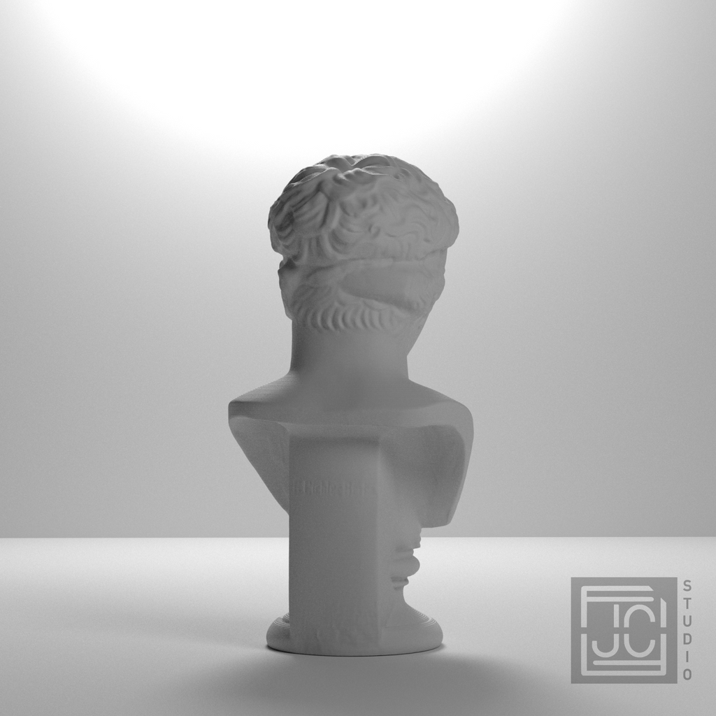 Diadoumenos athlete bust, studio rear three quarter view