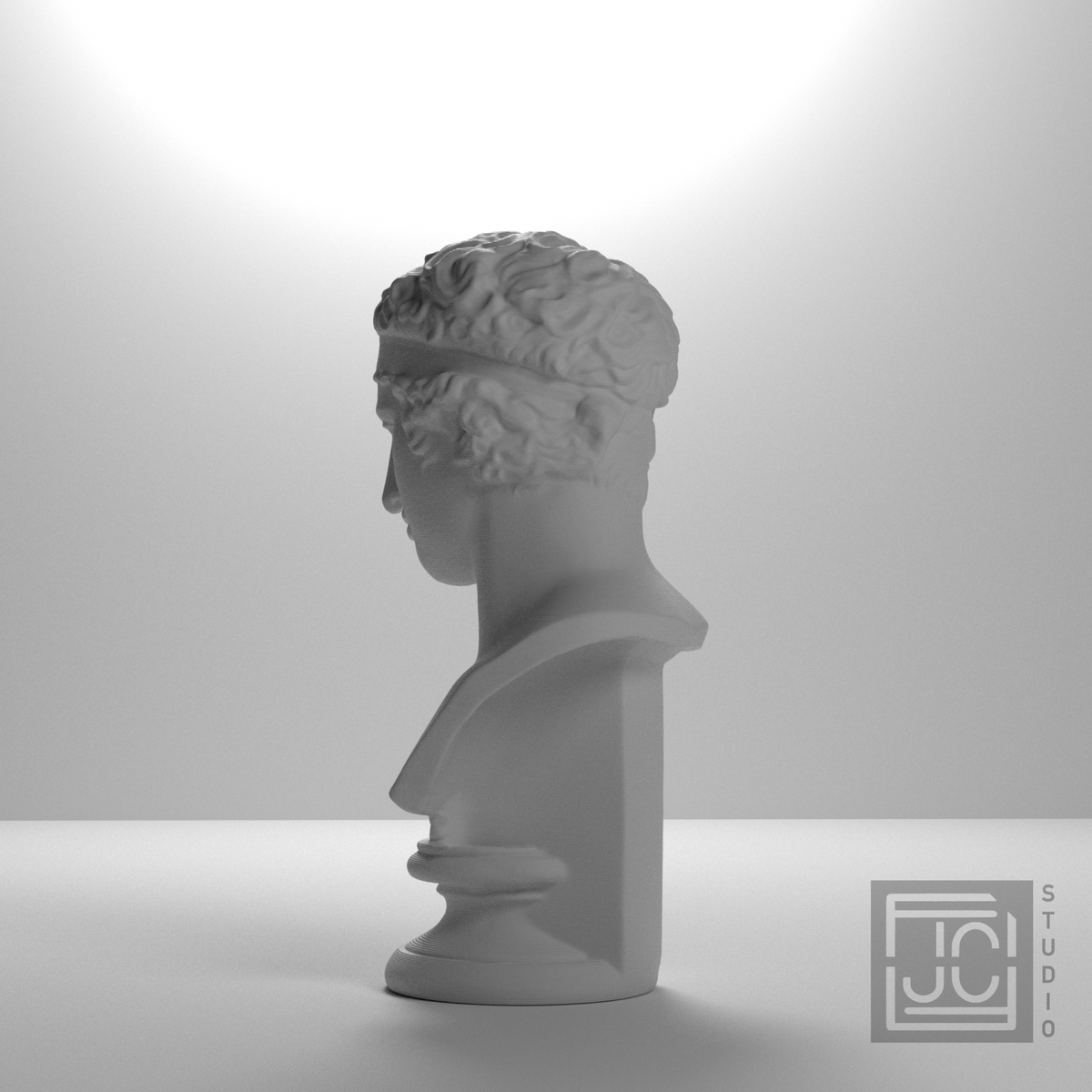 Diadoumenos athlete bust, studio left rear three quarter view