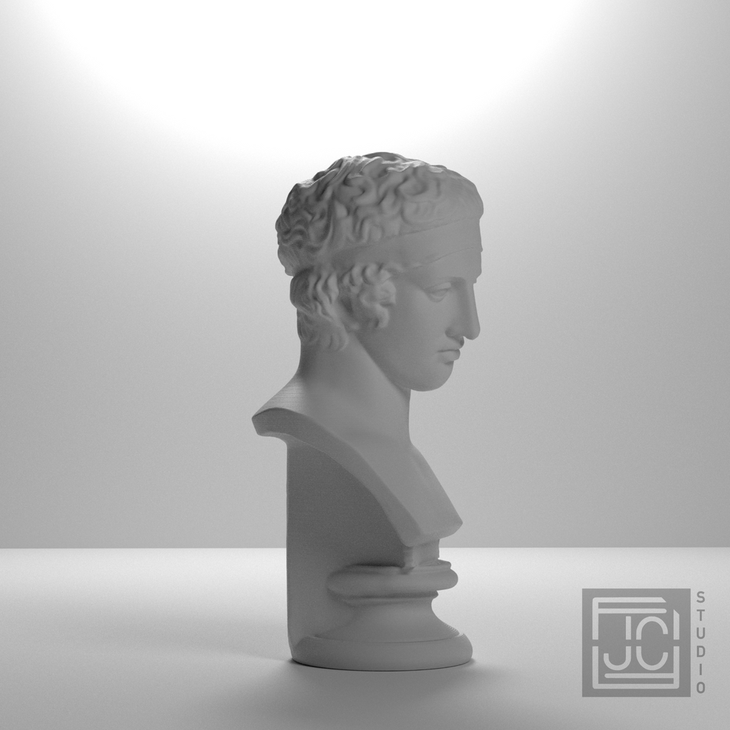 Diadoumenos athlete bust, studio 45 degree view