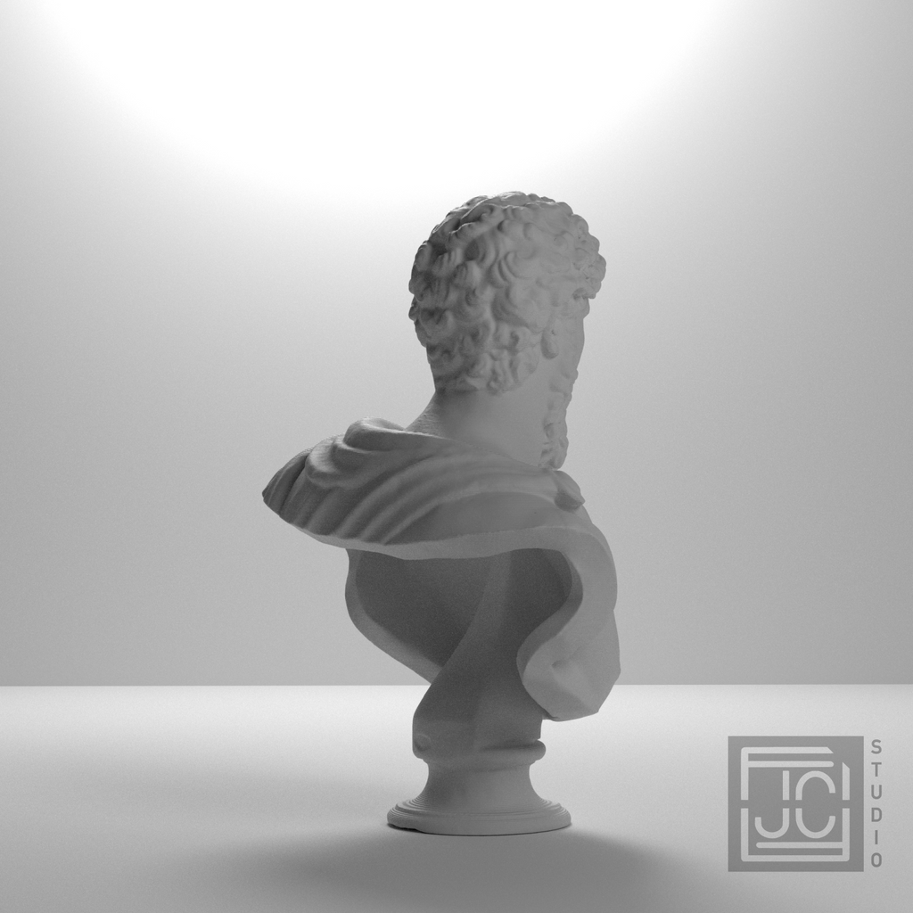 Aelius Verus bust, rear three quarter studio view