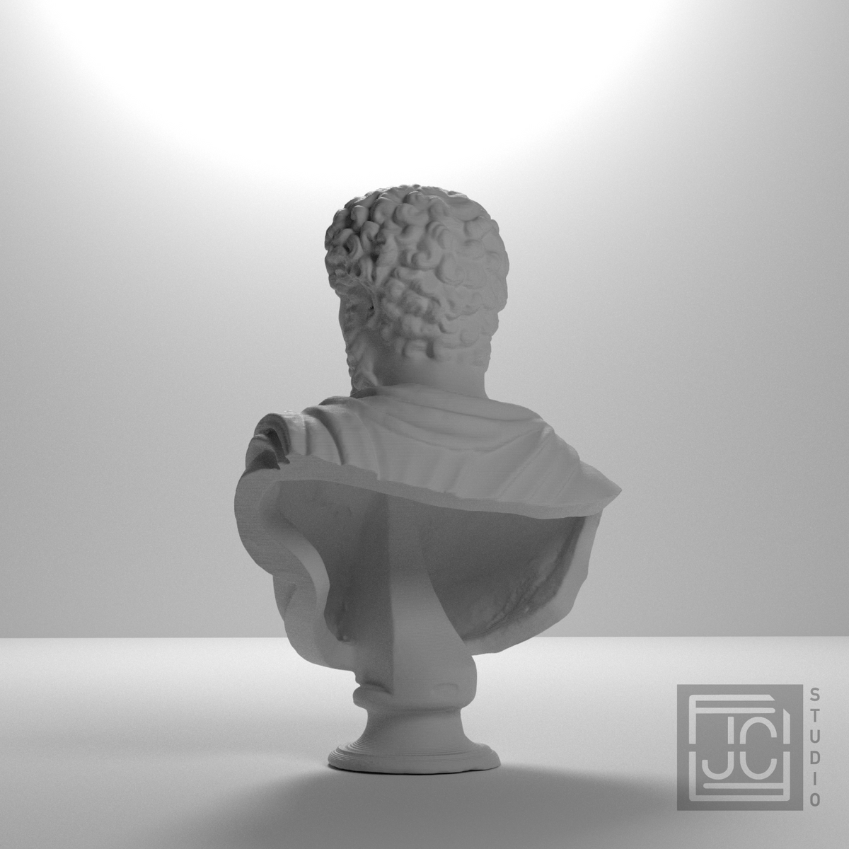 Aelius Verus bust, left rear studio view