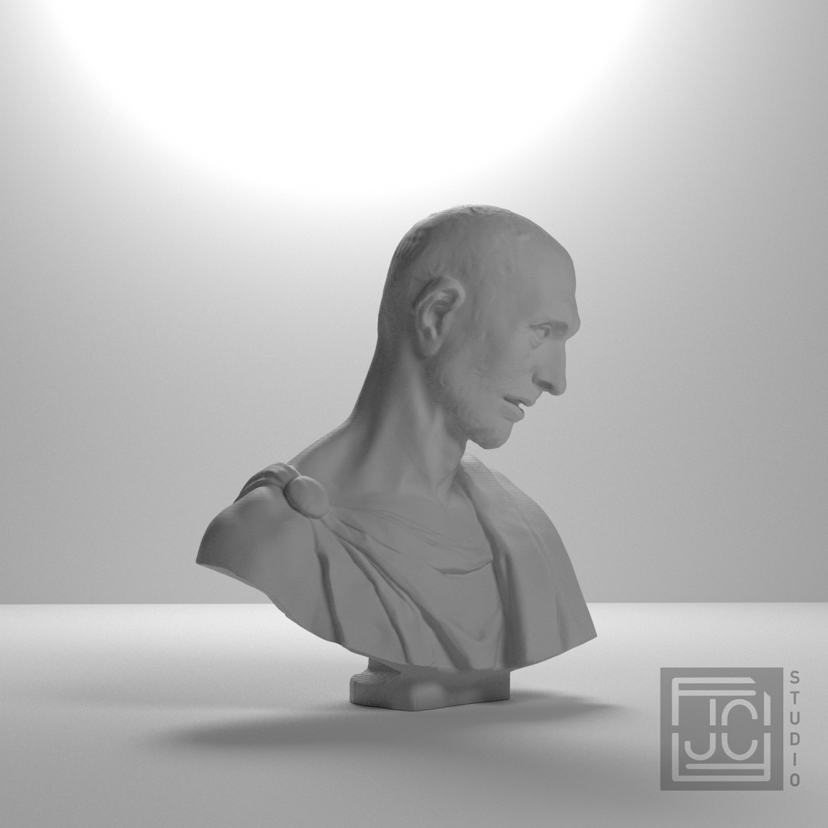 Il Zucchone prophet bust, 45 degree studio view