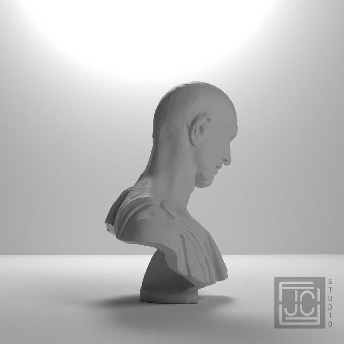 Il Zucchone prophet bust, right studio view