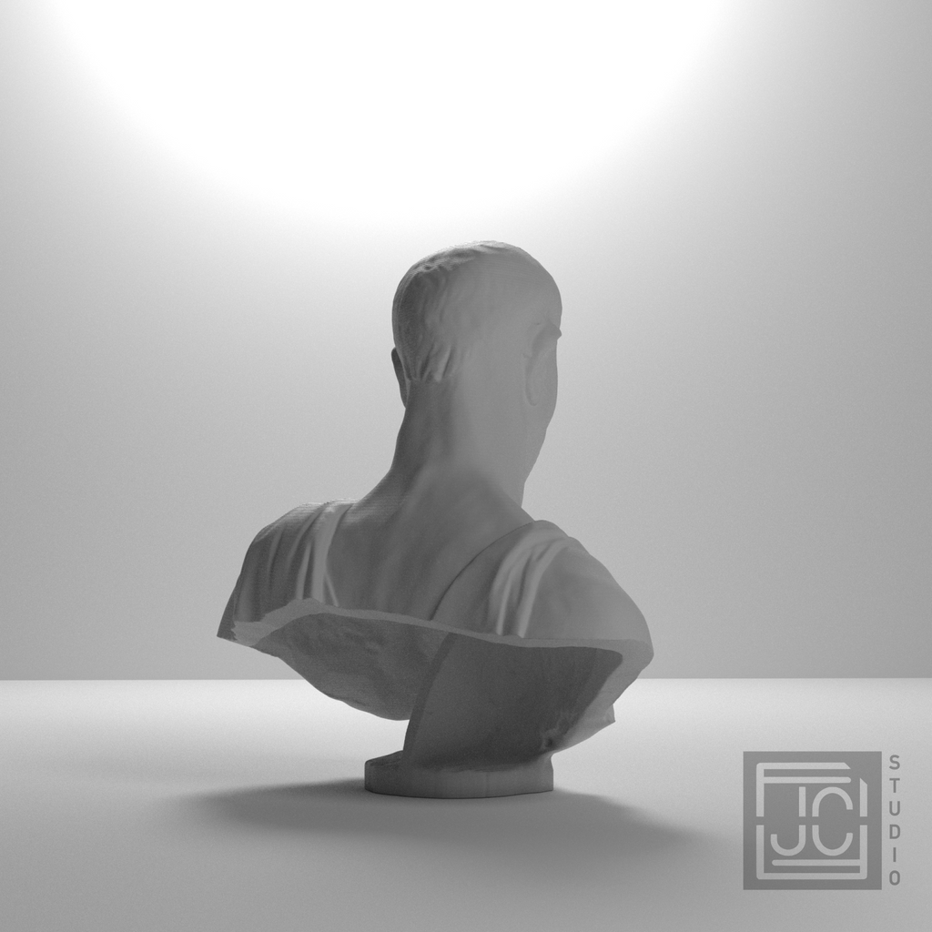 Il Zucchone prophet bust, rear three quarter studio view
