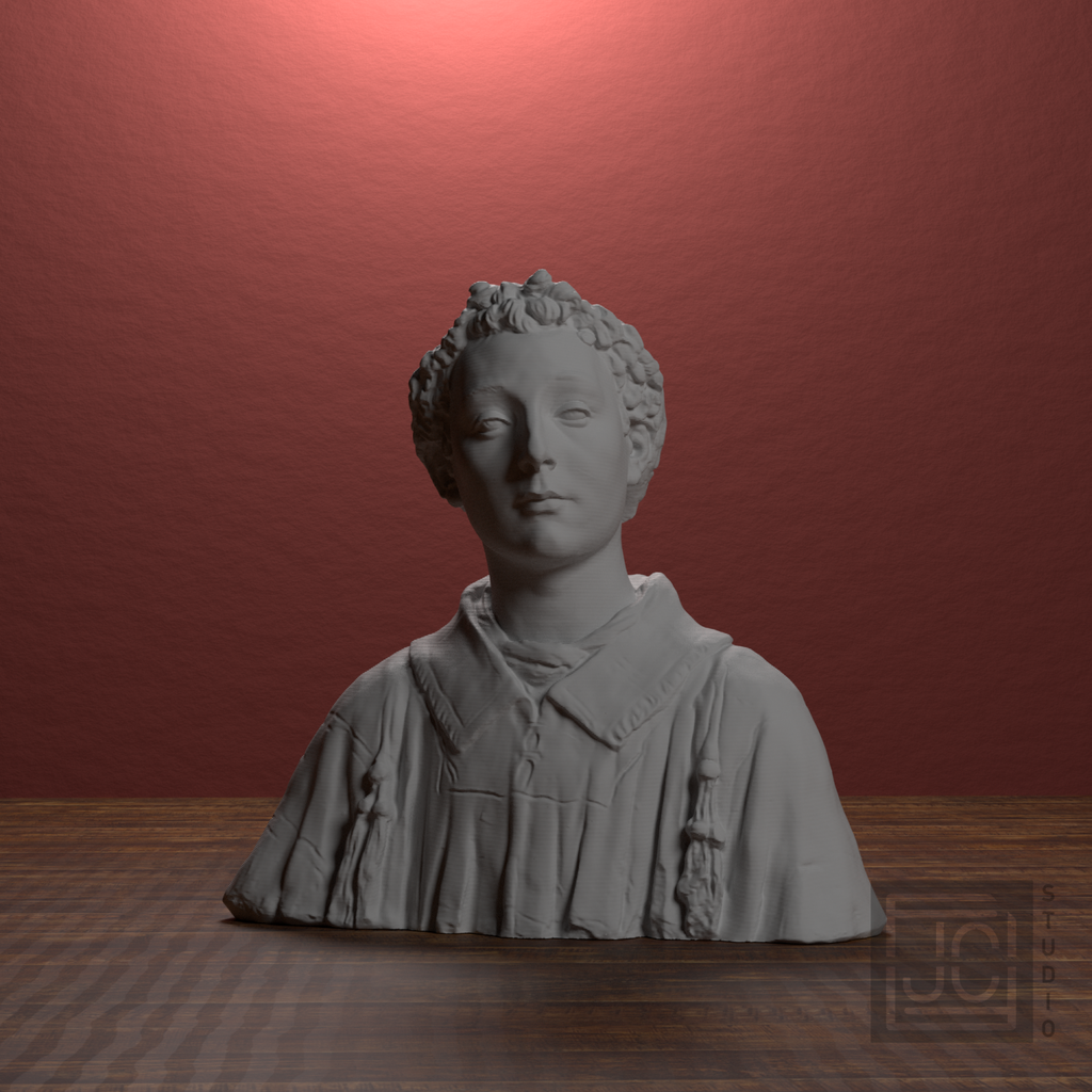 Young Cleric bust, front three quarter view
