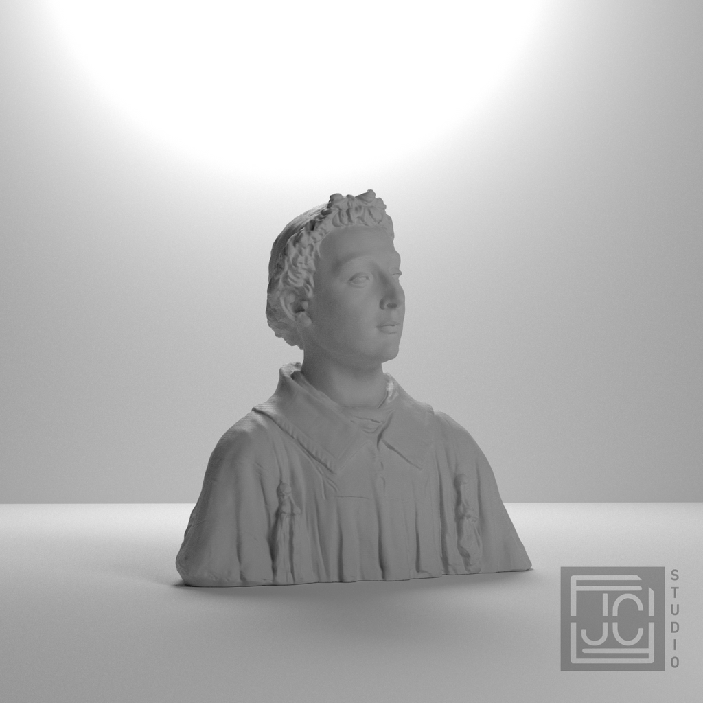 Young Cleric bust, 45 degree studio view