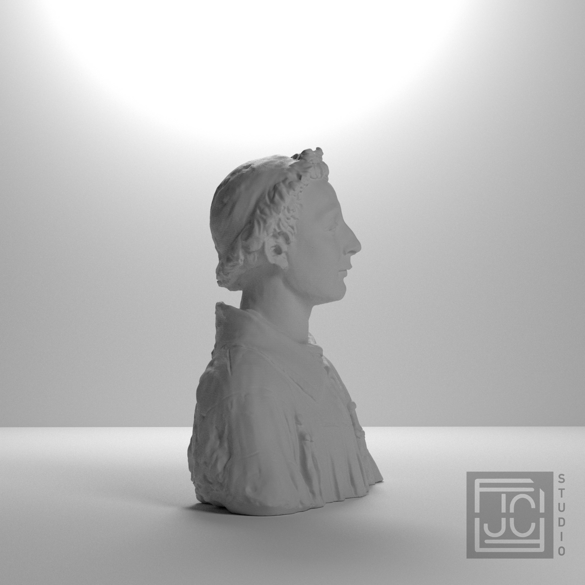 Young Cleric bust, right studio view
