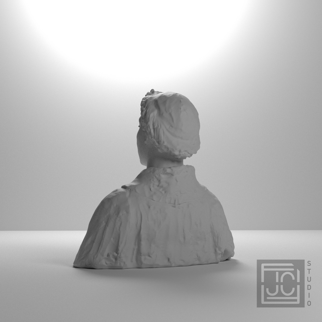 Young Cleric bust, left rear studio view