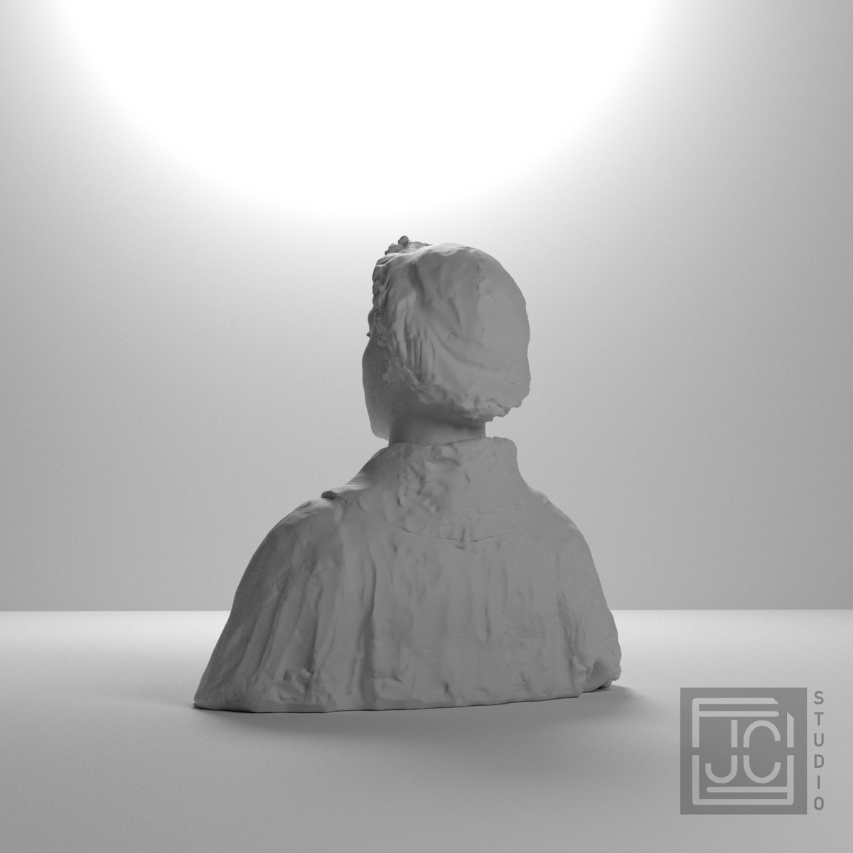 Young Cleric bust, left rear studio view