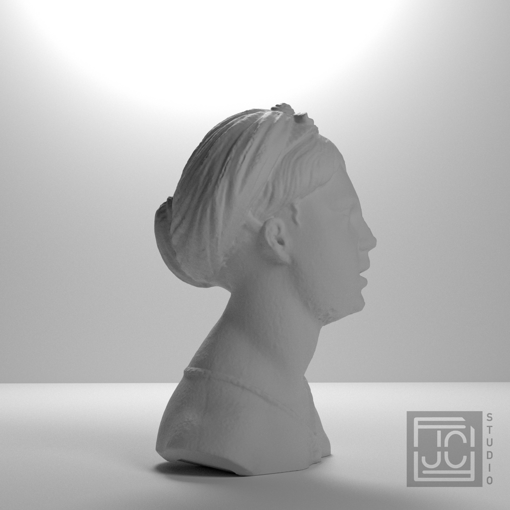 Singing Woman bust, 45 degree studio view