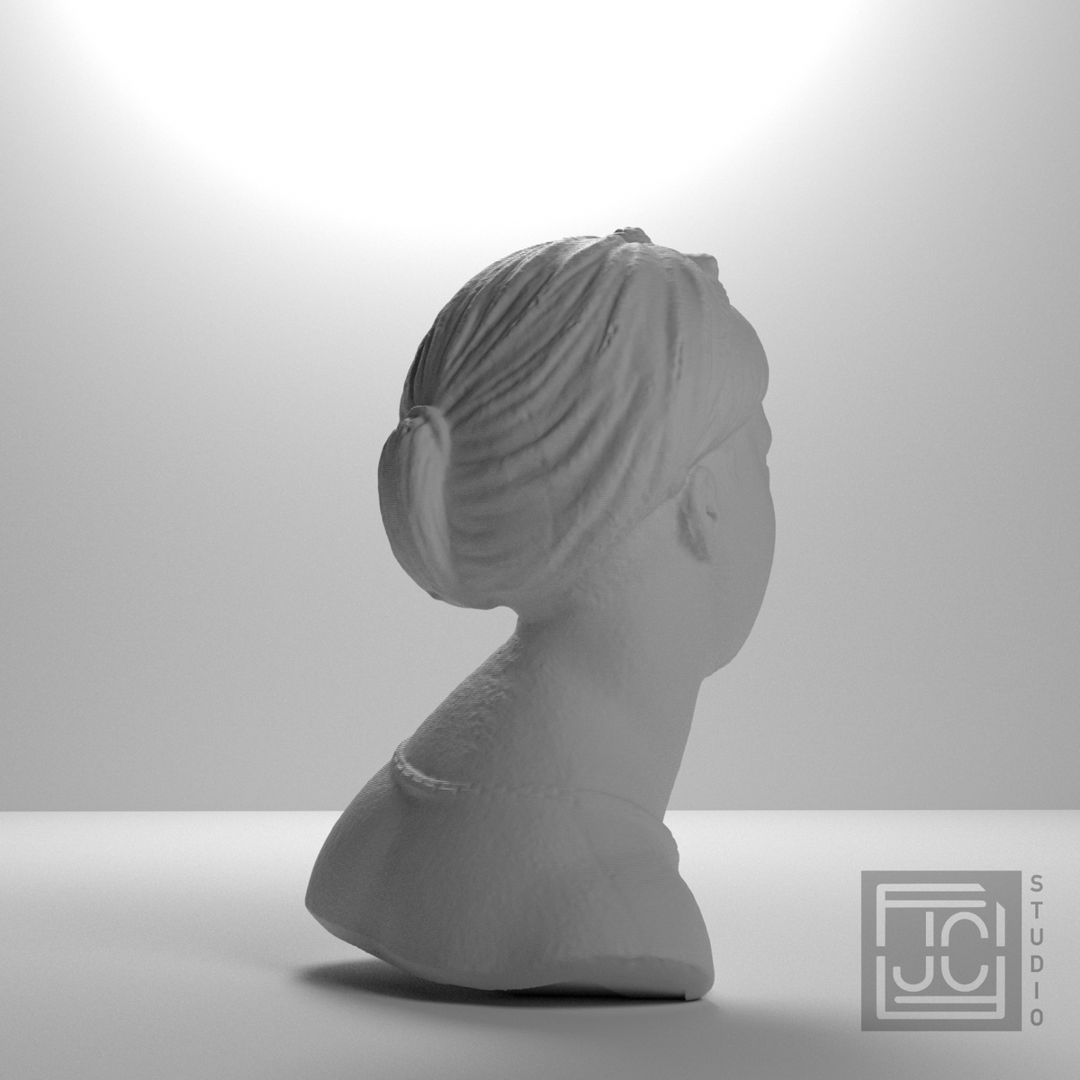 Singing Woman bust, right studio view