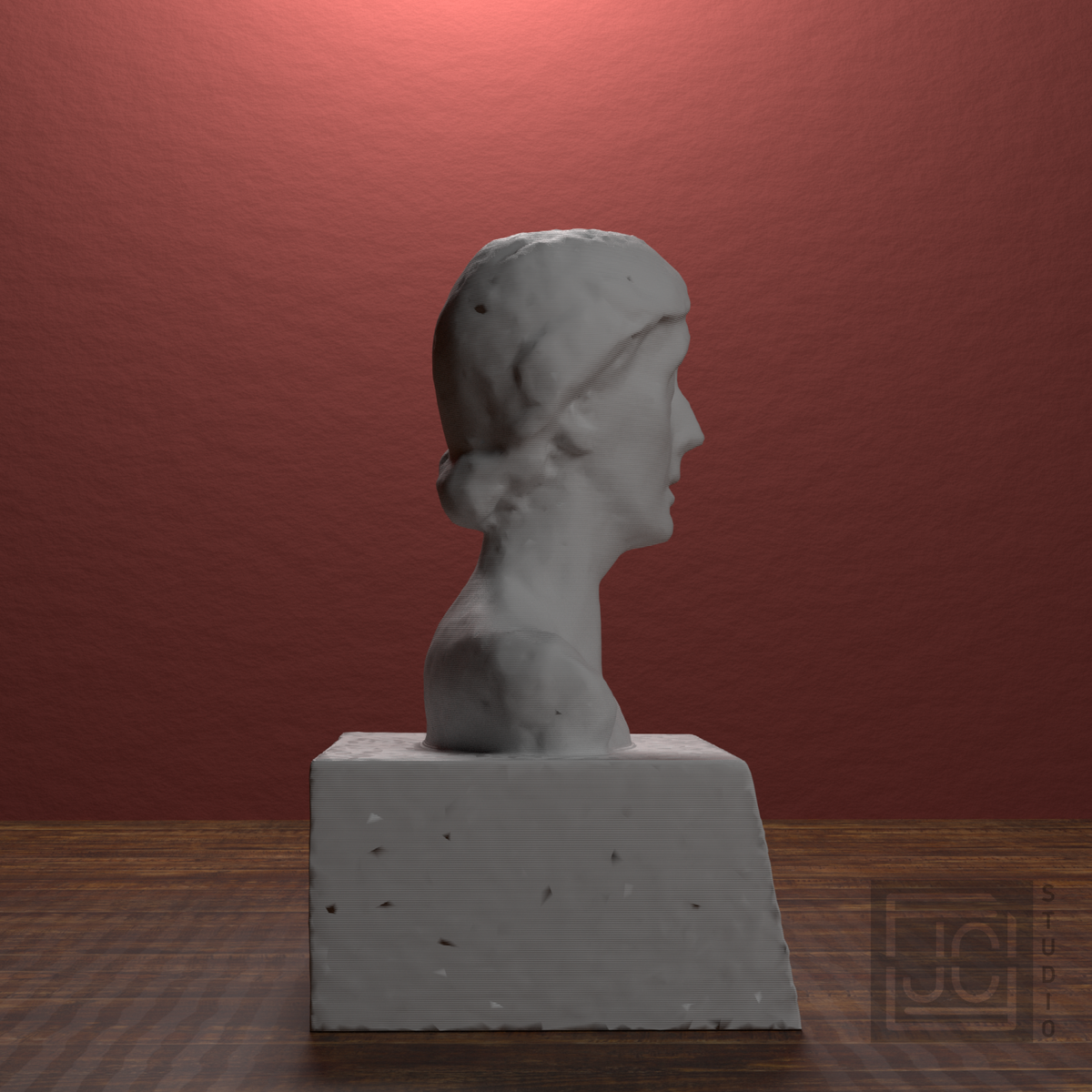 Virginia Woolf Bust after Stephen Tomlin, library 90 degree view