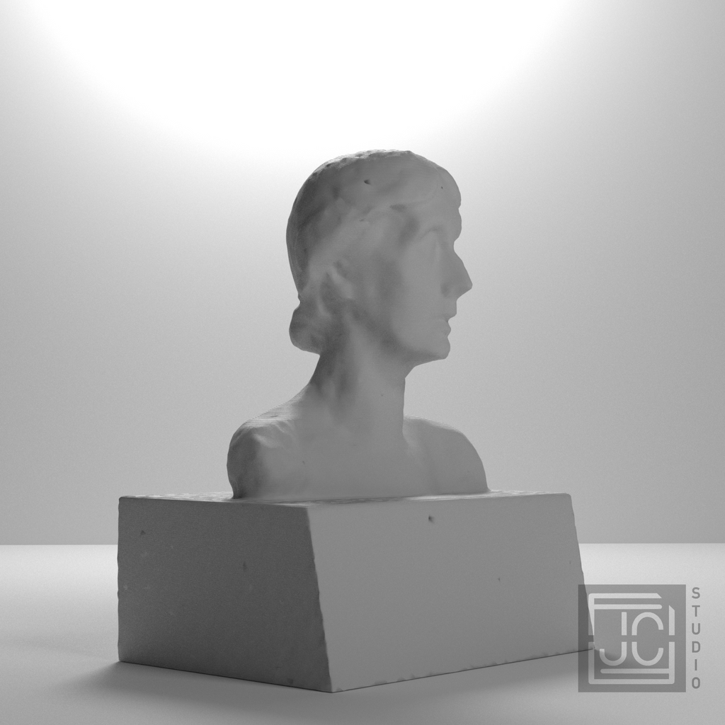 Virginia Woolf Bust after Stephen Tomlin, studio 45 degree view