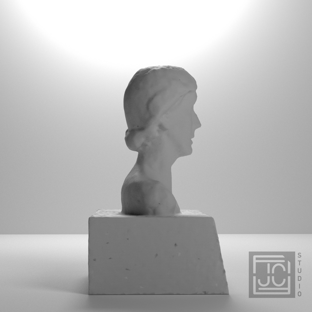 Virginia Woolf Bust after Stephen Tomlin, studio 90 degree view
