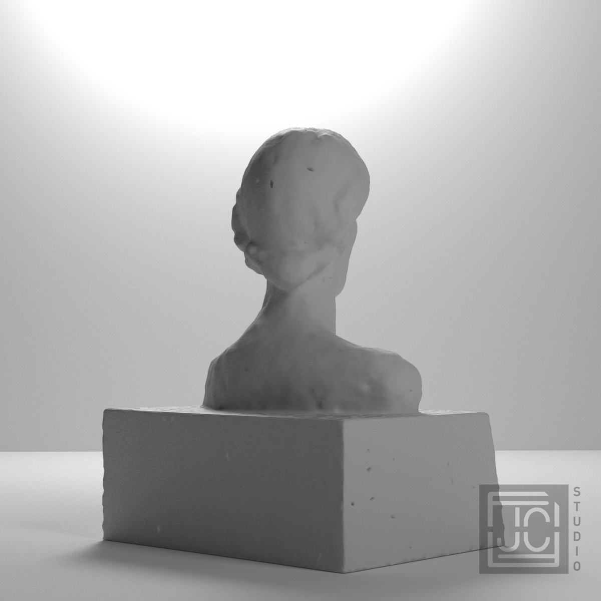 Virginia Woolf Bust after Stephen Tomlin, studio 135 degree view