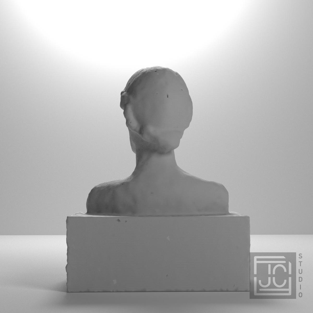 Virginia Woolf Bust after Stephen Tomlin, studio 180 degree view