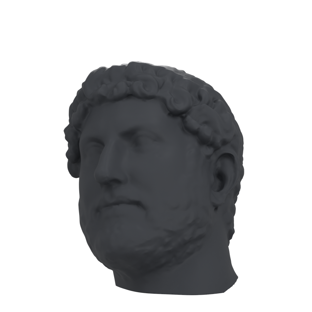 Emperor Hadrian Portrait Head, Charcoal Black finish