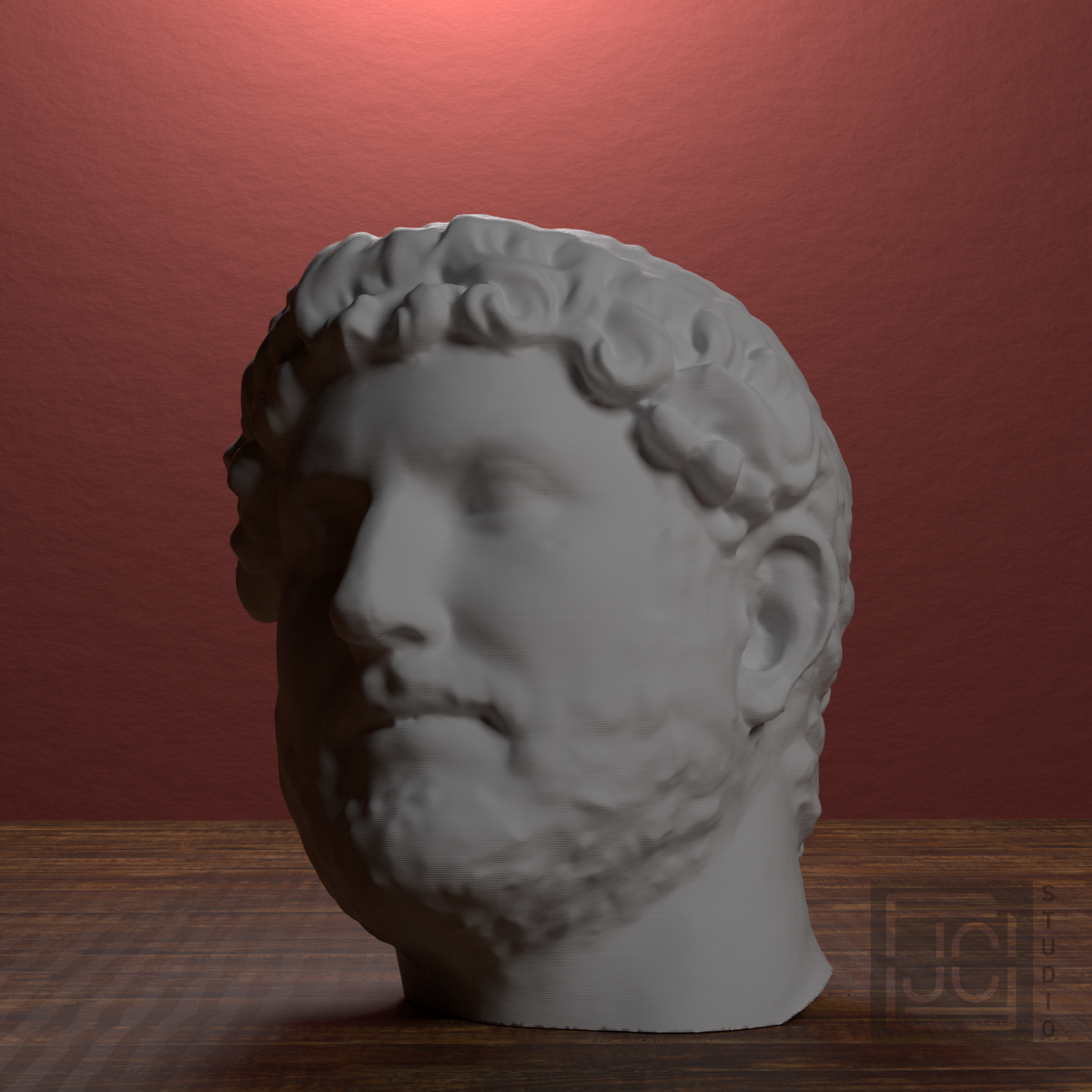 Emperor Hadrian Portrait Head, library 0 degree view