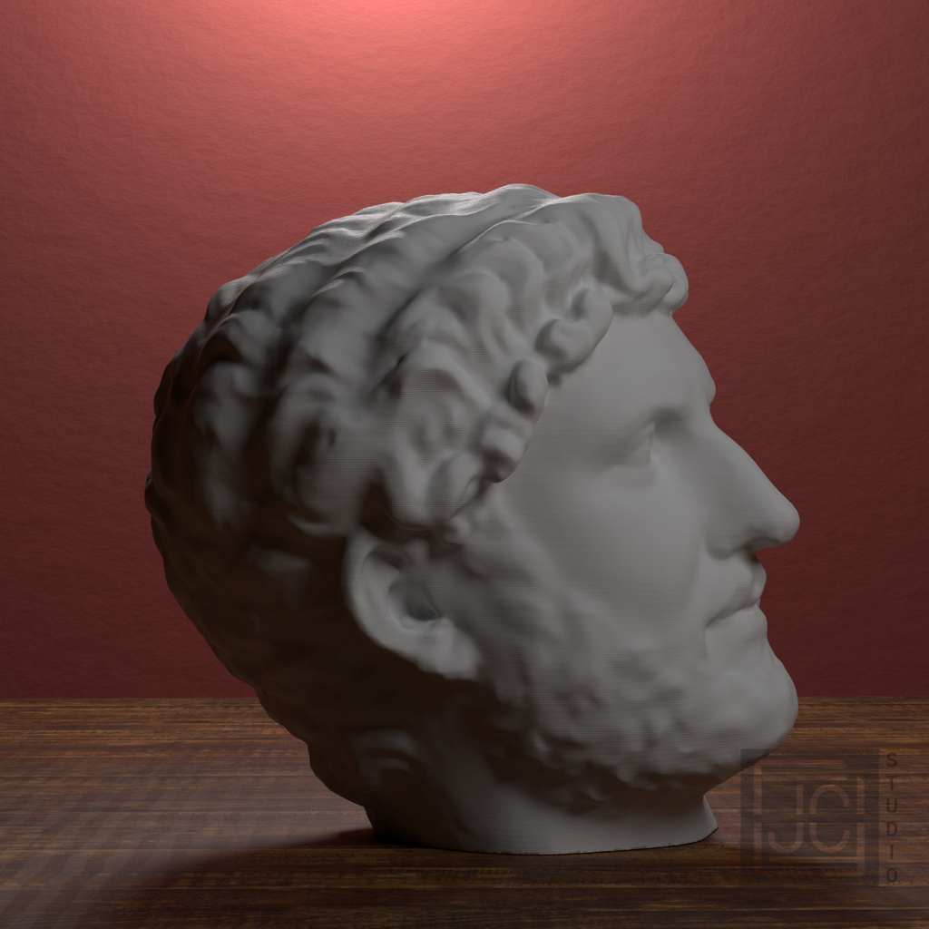 Emperor Hadrian Portrait Head, library 90 degree view
