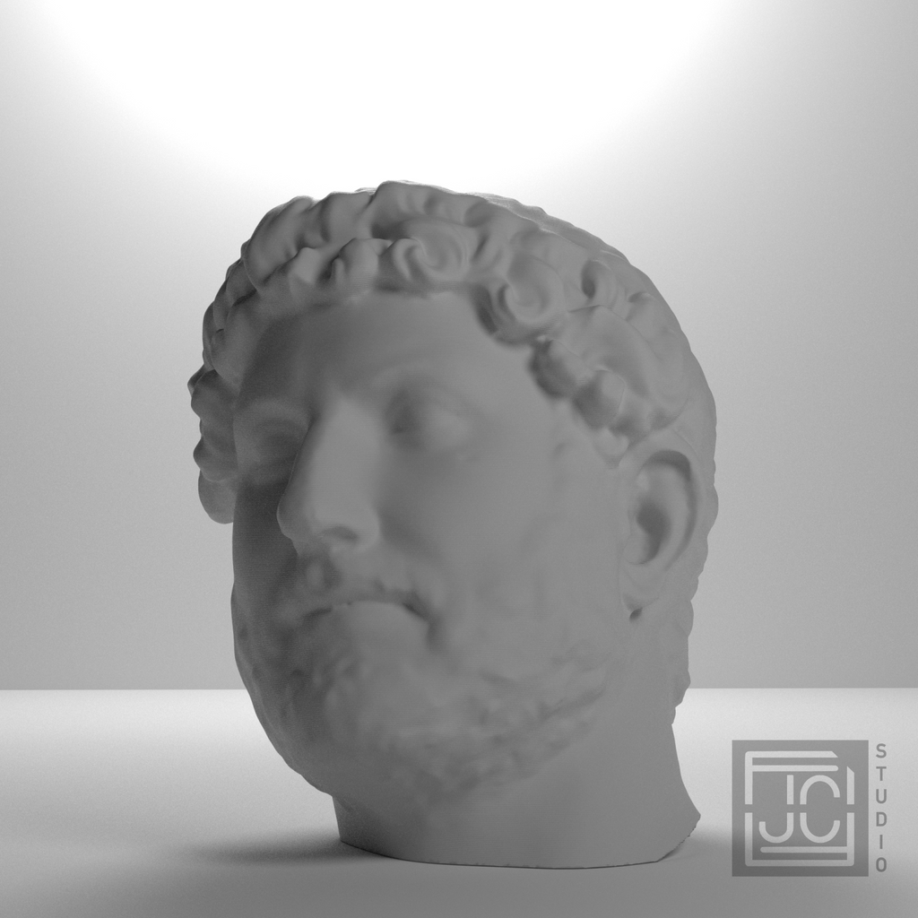 Emperor Hadrian Portrait Head, studio 0 degree view