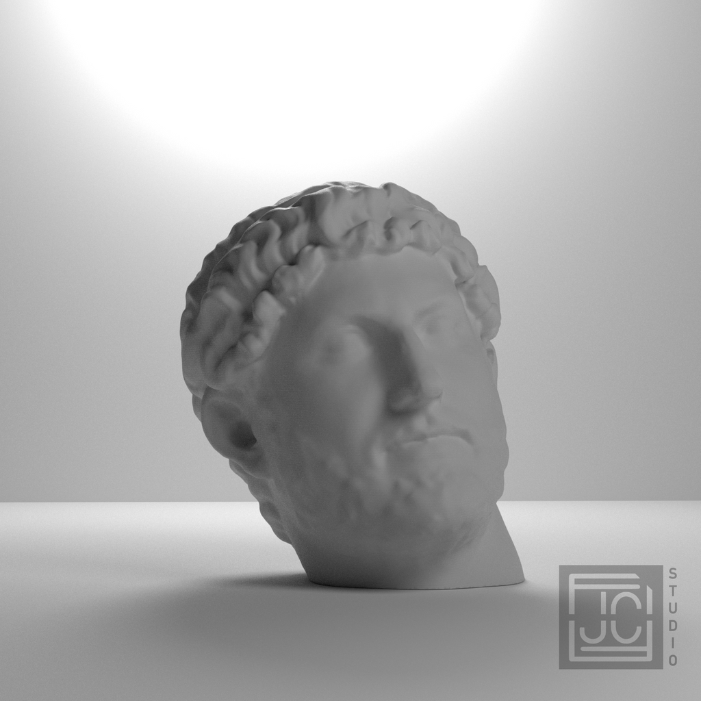 Emperor Hadrian Portrait Head, studio 45 degree view