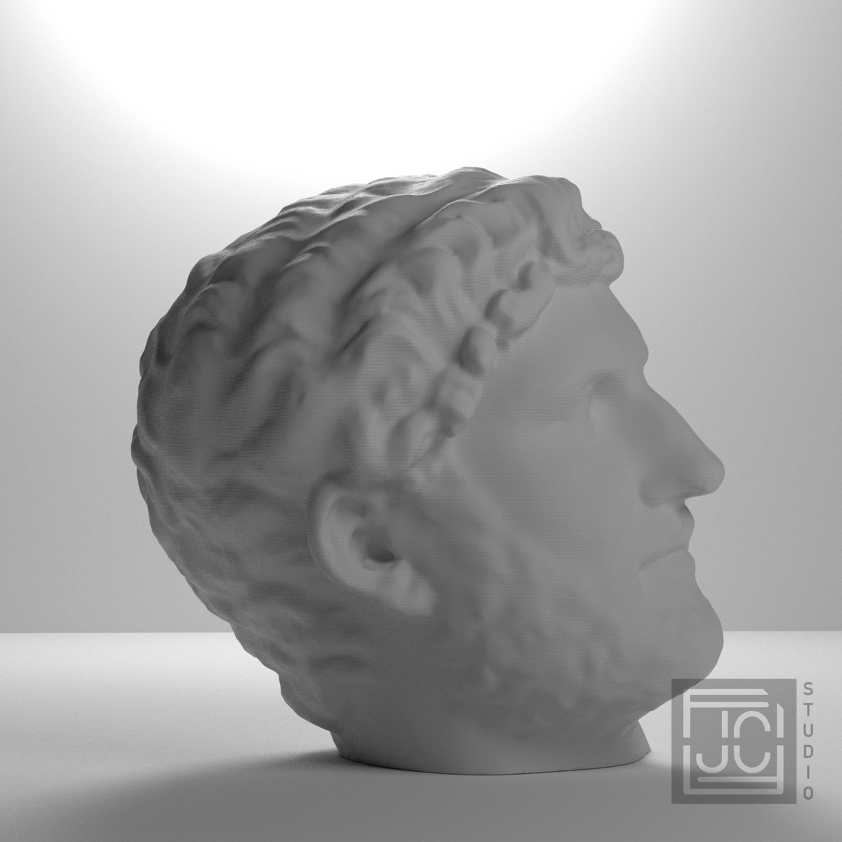 Emperor Hadrian Portrait Head, studio 90 degree view