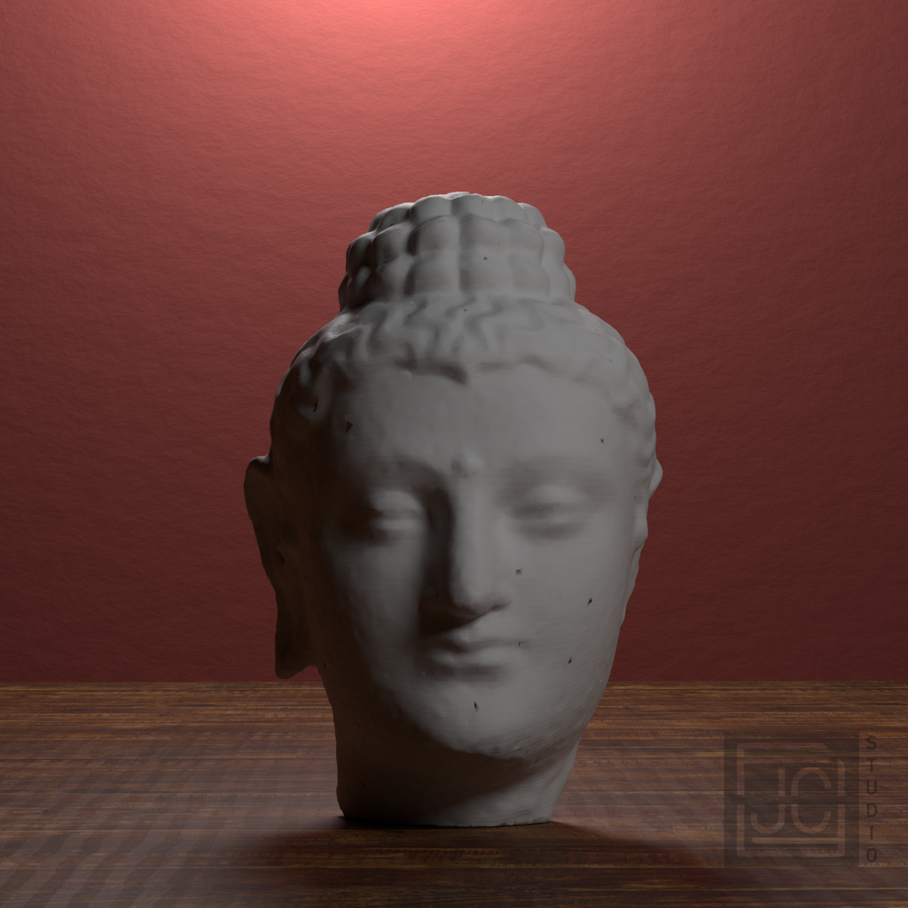 Gandhara Buddha Portrait Head, library 0 degree view