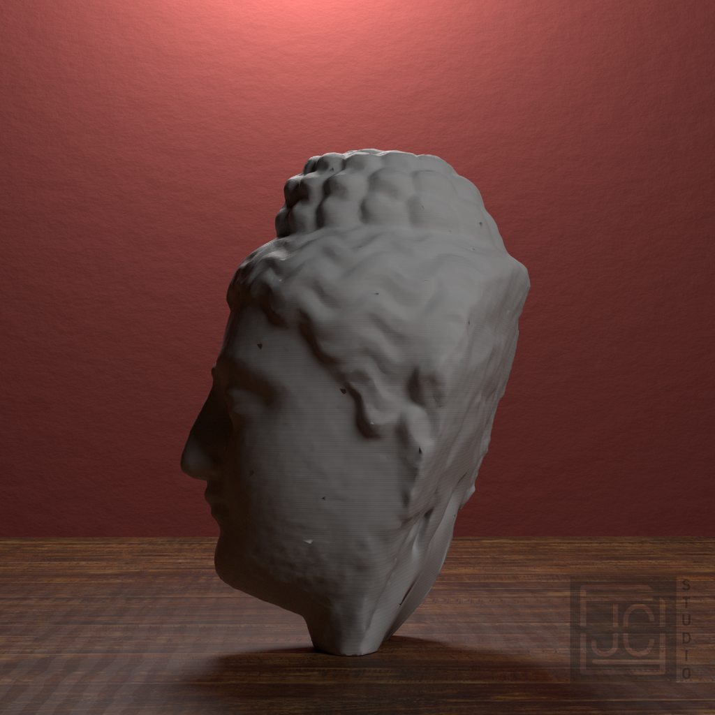 Gandhara Buddha Portrait Head, library 270 degree view