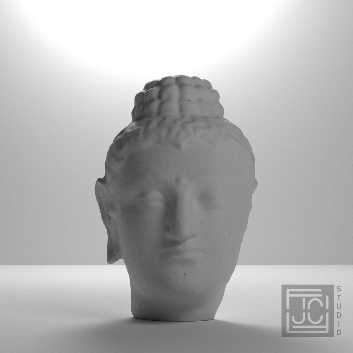 Gandhara Buddha Portrait Head, studio 0 degree view