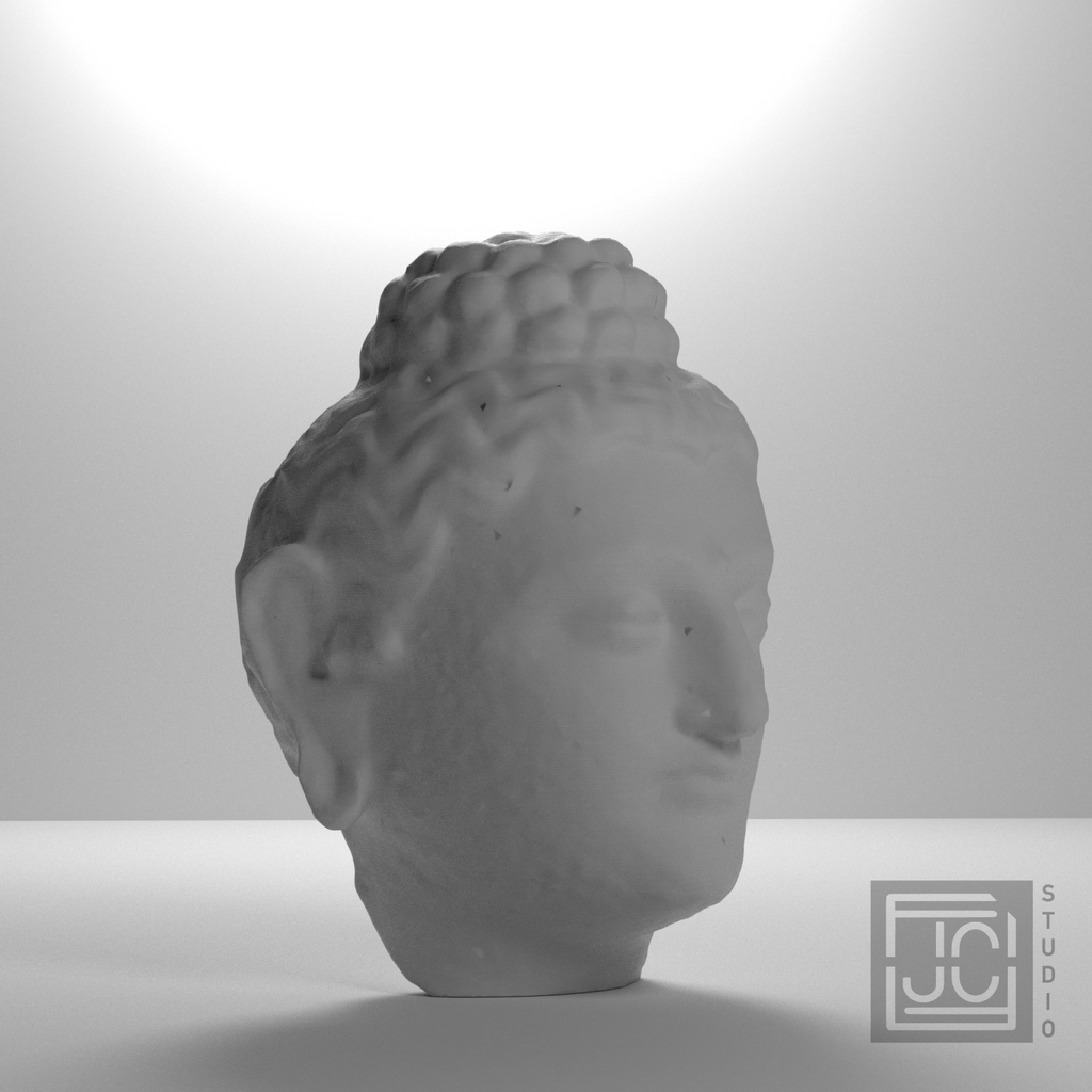 Gandhara Buddha Portrait Head, studio 45 degree view