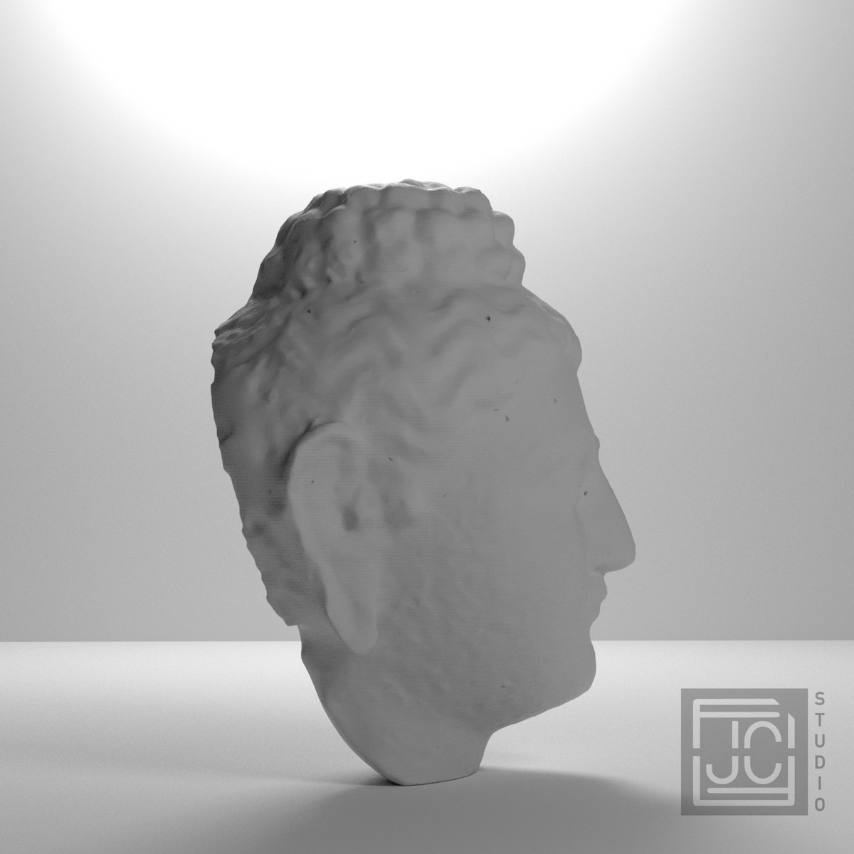 Gandhara Buddha Portrait Head, studio 90 degree view