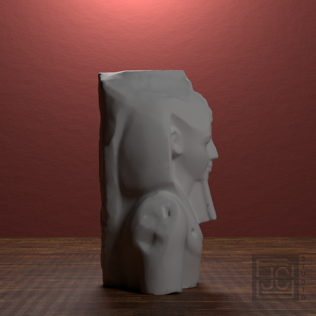 Ramesses II Bust, Younger Memnon, library 90 degree view