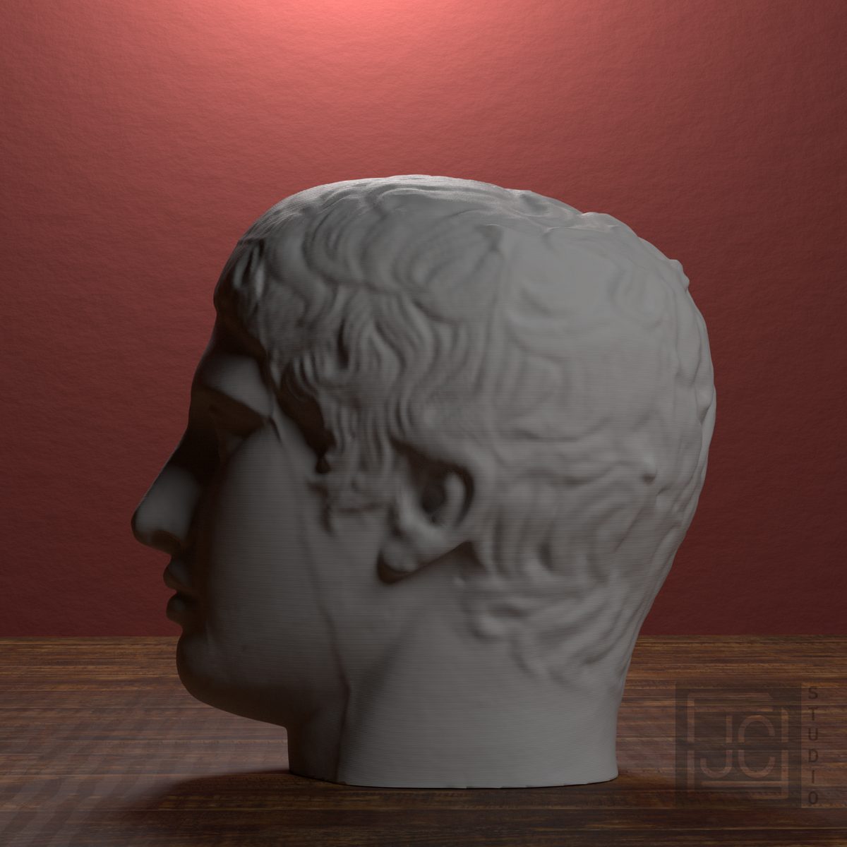 Doryphoros Portrait Head, library 270 degree view