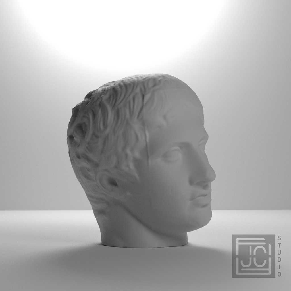 Doryphoros Portrait Head, studio 45 degree view