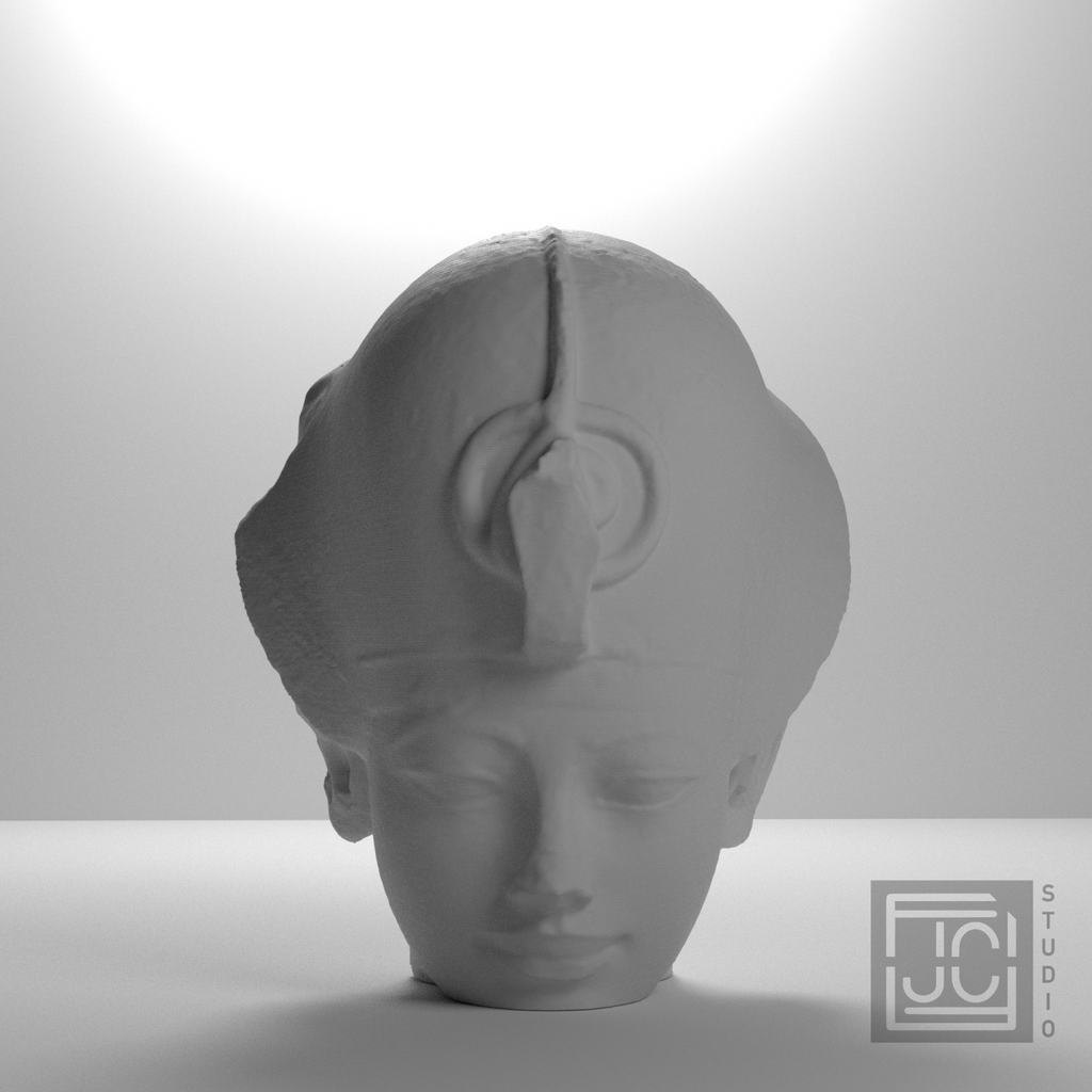 Amenhotep III Portrait Head Wearing the Blue Crown, studio 0 degree view