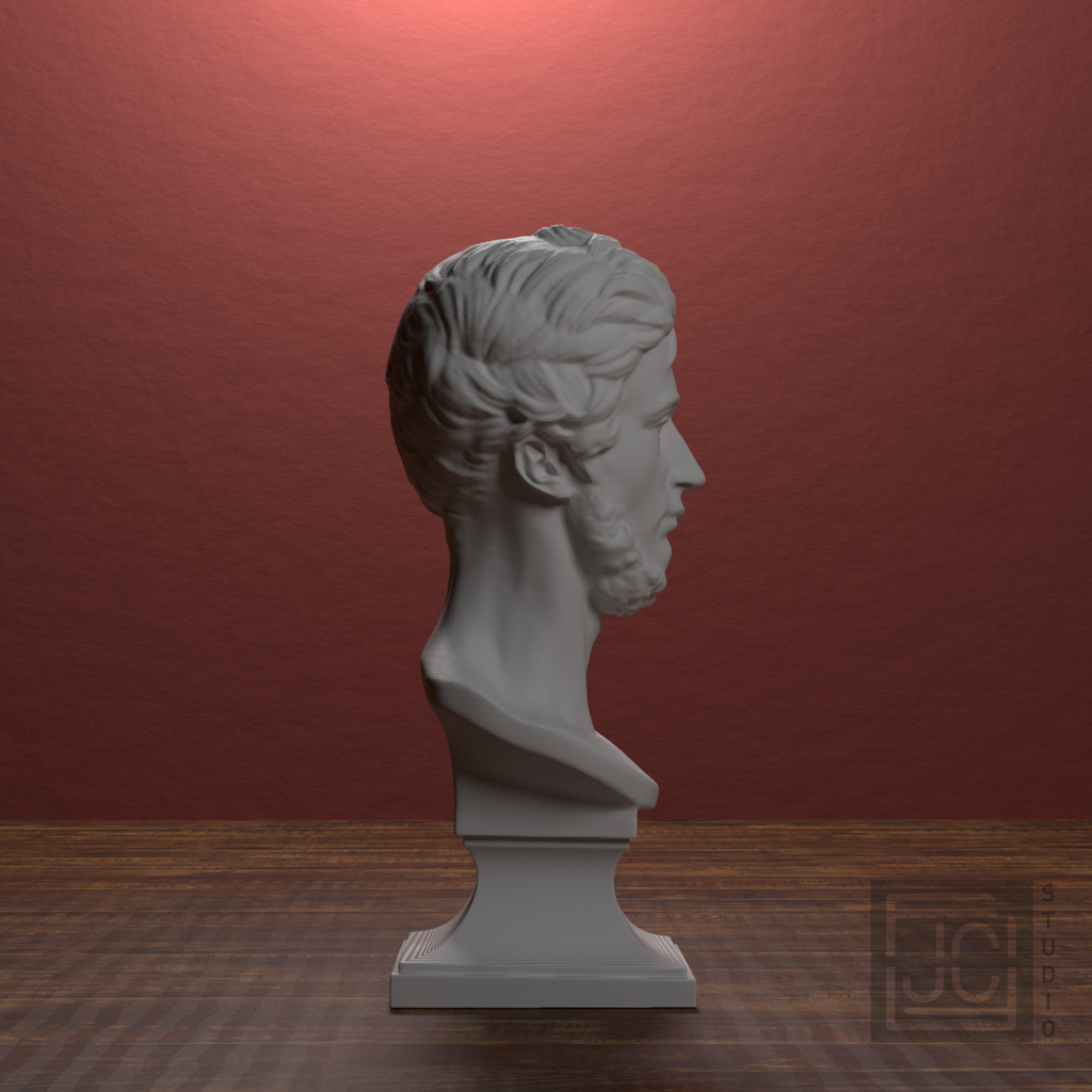Adam Mickiewicz Bust after David d'Angers, library 90 degree view