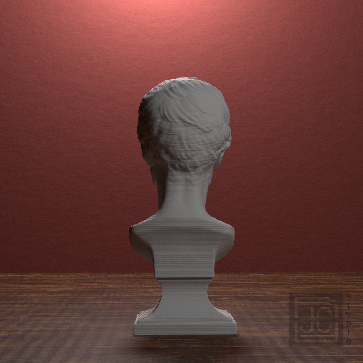 Adam Mickiewicz Bust after David d'Angers, library 180 degree view
