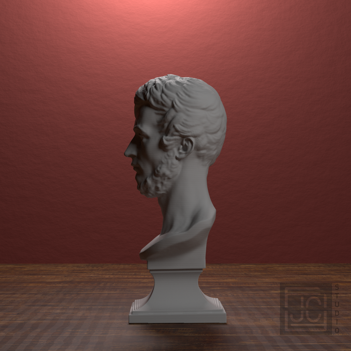 Adam Mickiewicz Bust after David d'Angers, library 270 degree view