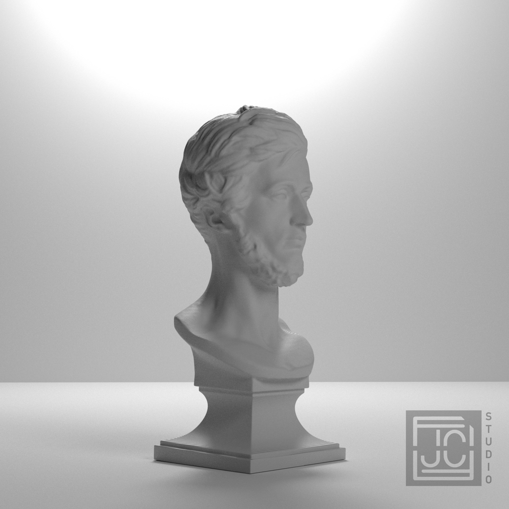 Adam Mickiewicz Bust after David d'Angers, studio 45 degree view
